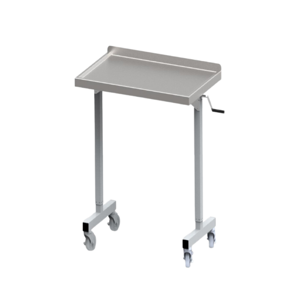 Premium stainless steel rolling adjustable height over instrument table