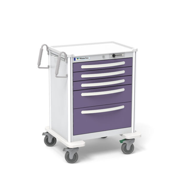 Medical 6-Drawer Medium Aluminum Medical Cart – Light Gray Frame with Violet Drawers (UMGSA-33369-VIL)