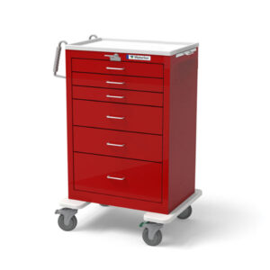 Medical 6-Drawer X-Tall Steel Crash Cart – Red Lever Lock