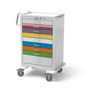 Medical 9-Drawer X-Tall Pediatric Medical Cart – Steel, Multi-Color Drawers