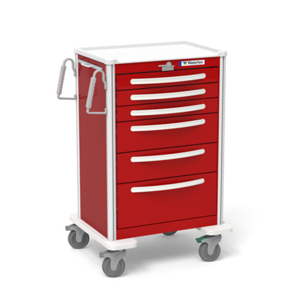 Medical Aluminum X-Tall Emergency Cart – 6-Drawer Lever Lock Configuration