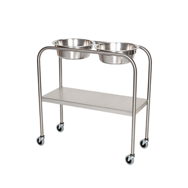 Medical Stainless Steel Double Bowl Solution Stands